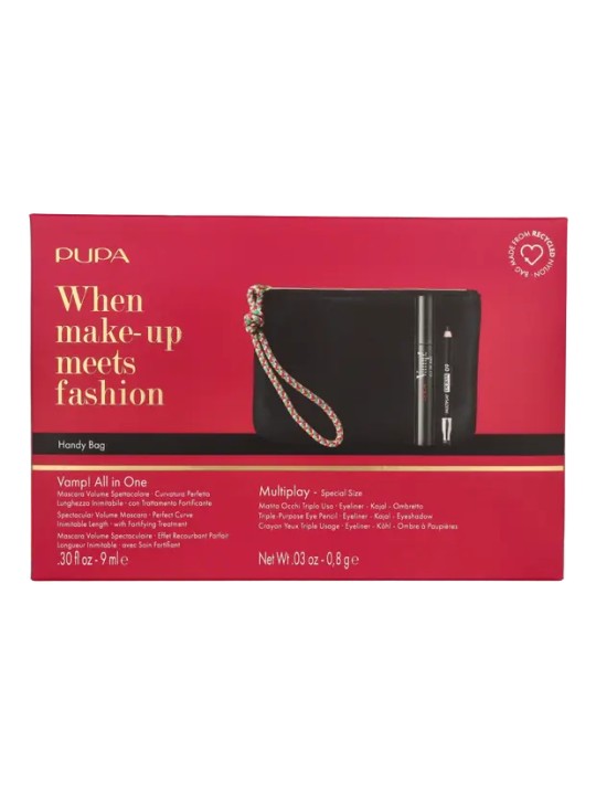 Pupa Vamp! Mascara & Mini Multiplay Set Vamp! All in One n.101 Extra Black Mascara 9ml Multiplay n.09 Deep Black 0,8gr 250ml