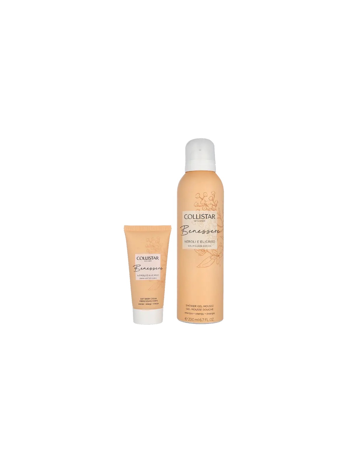 Collistar SET Xmas 2025 Benessere Neroli E Elicriso Shower Gel-Mousse gel doccia 200ml + Crema corpo Soft Body Cream 50ml