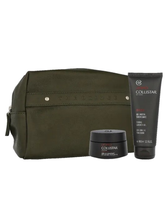 Collistar Uomo Set Energizing Anti-Age Cream Gel 50 ml Mini Toning Shower Gel 100 ml Pouch 190g
