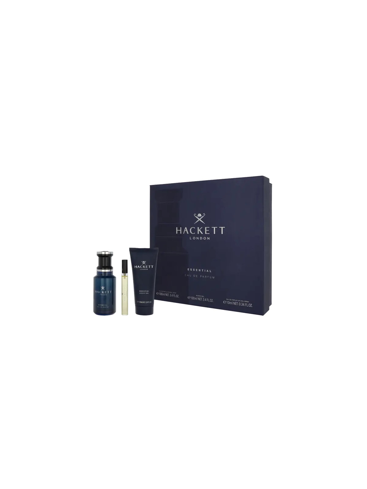 Hackett Essential Giftset eau de parfum Spray 100 ml Showergel 100 ml Travel Spray 10 ml 4,4g