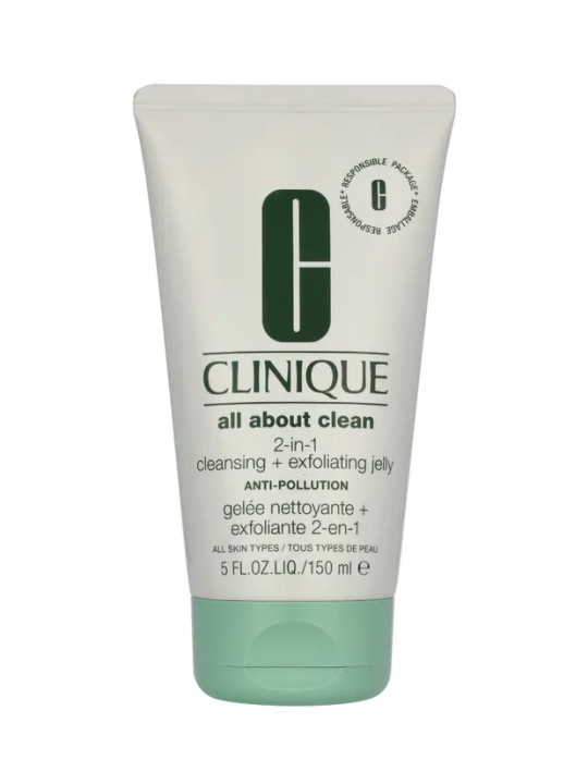 Clinique All About Clean 2-in-1 Detergente Esfoliante Jelly gel detergente viso delicato pulizia profonda 150ml