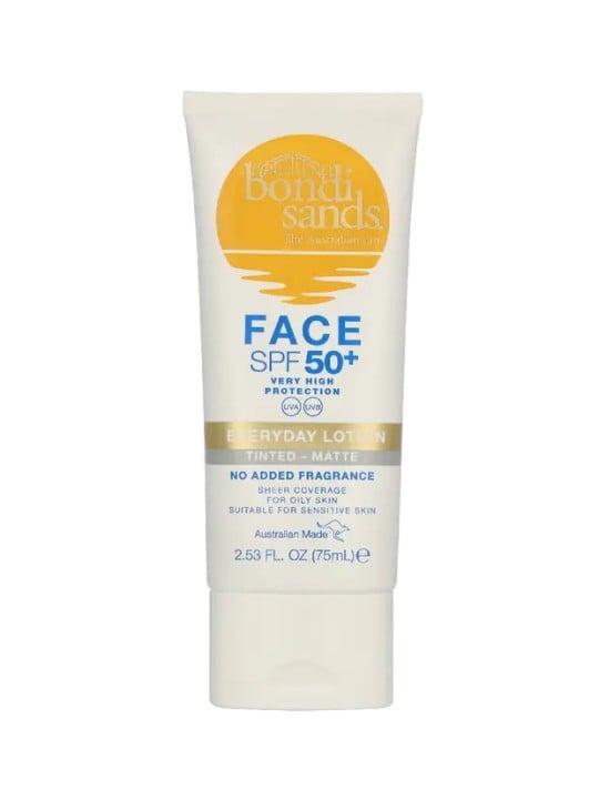 Bondi Sands Lozione viso colorata senza profumo SPF50+ per tutti i giorni, 75ml unisex