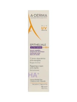 A-Derma Epitheliale Ultra Repair Crema riparatrice quotidiana senza parabeni per viso e corpo SPF 50+ 100ml