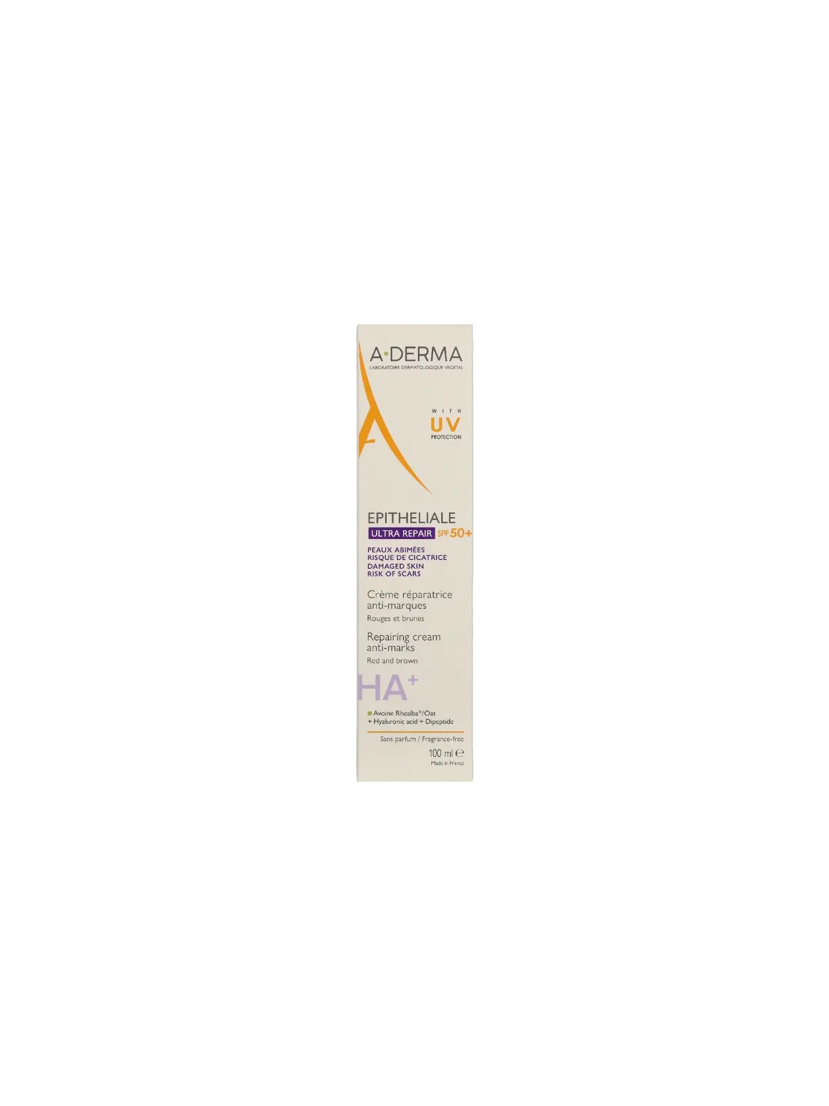 A-Derma Epitheliale Ultra Repair Crema riparatrice quotidiana senza parabeni per viso e corpo SPF 50+ 100ml