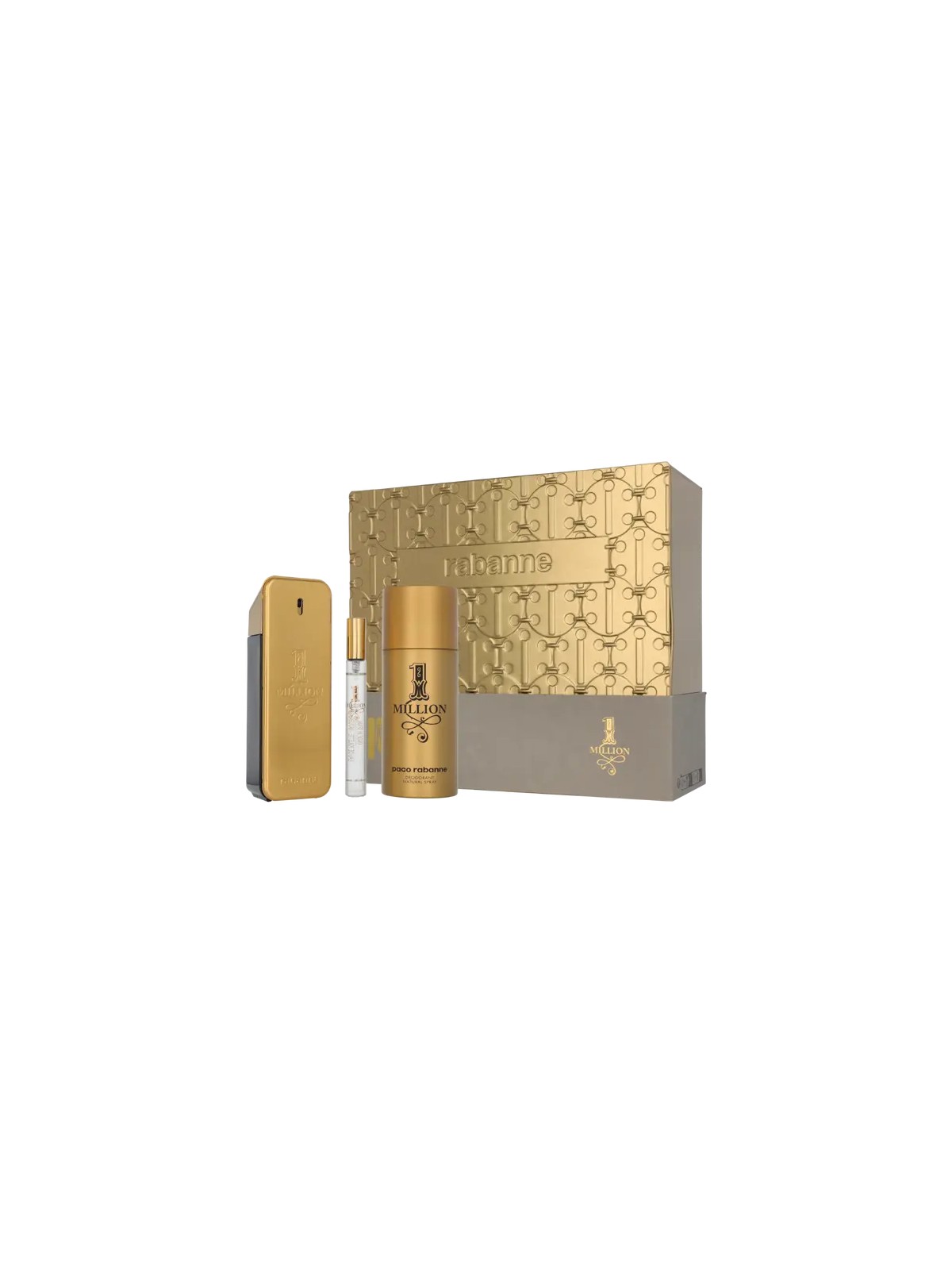 Rabanne 1 million set 3 pezzi Eau de Toilette spray 100 ml + Deodorant spray 150 ml + Eau de Toilette spray 10 ml uomo