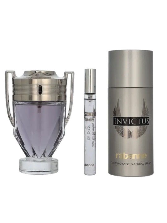Rabanne Set da 3 pezzi INVICTUS Eau de Toilette spray 100 ml + Deodorant 150 ml + Eau de Toilette spray 10 ml uomo