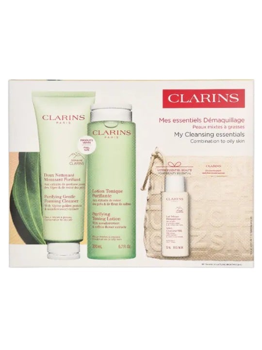 Clarins Cleansing Combination Set Foaming Cleanser 125ml Lotion 200ml Milk 50ml Purse 8,5g