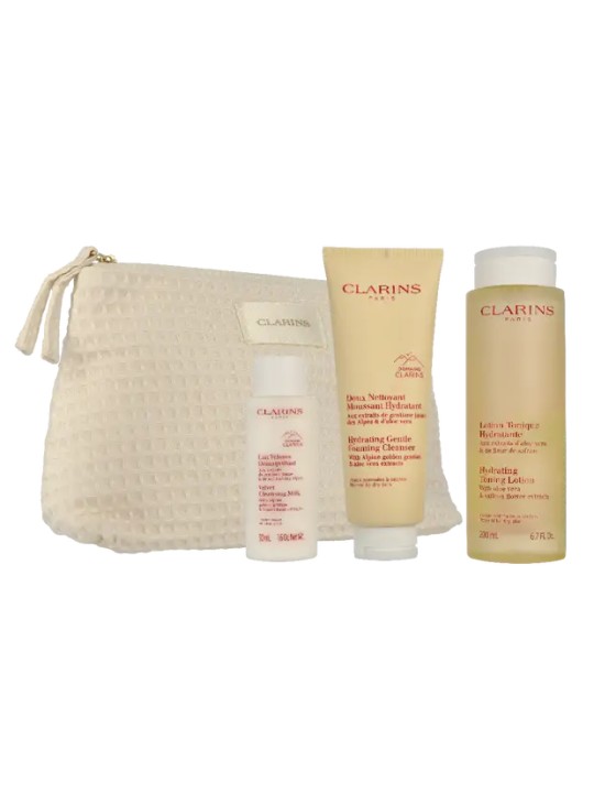 Clarins Age-Defying & Firming Essentials Set Pouch Cleanser 125ml Lotion 200ml Milk 50ml 8,5g