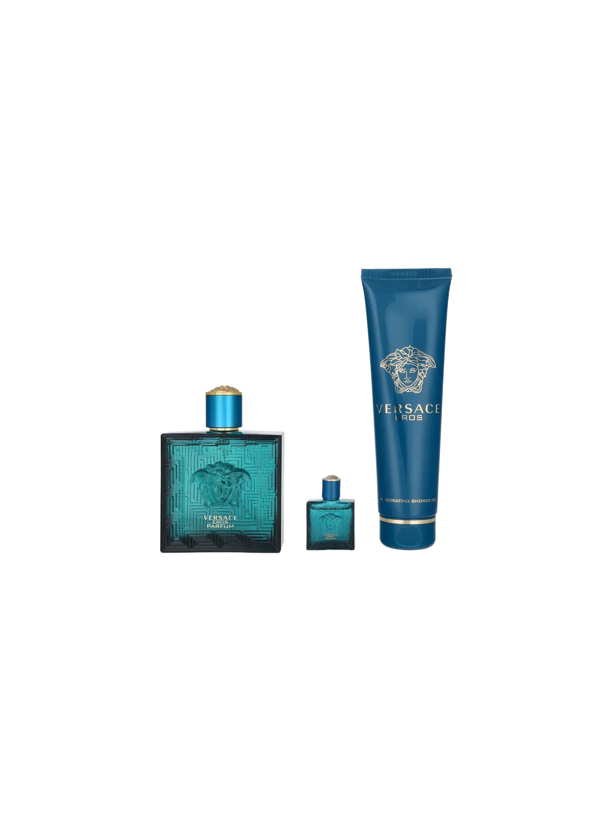 Set Versace: Eros Eau De Toilette uomo 100ml + Eros Eau De Toilette uomo 5ml + Eros Gel doccia per tutti i tipi di pelle 150ml