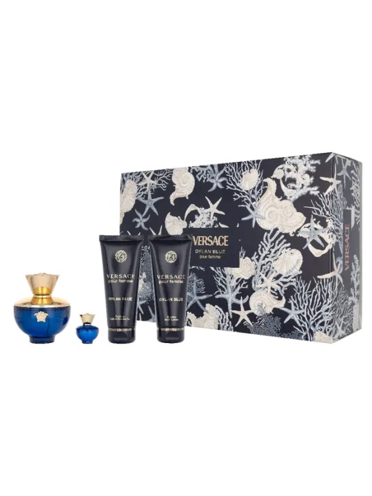 Versace Dylan Blue Pour Femme Giftset eau de parfum Spray 100ml eau de parfum Spray 5ml Body Lotion 100ml Bath & Shower Gel 100