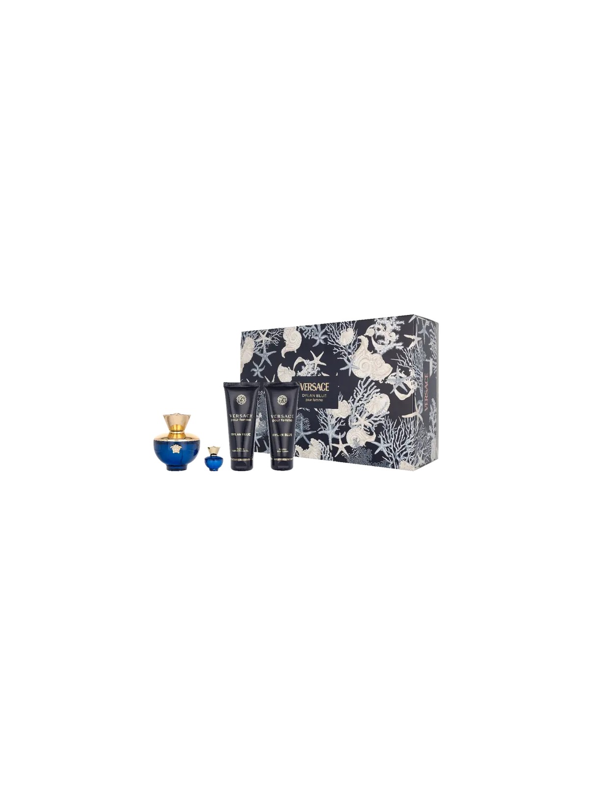 Versace Dylan Blue Pour Femme Giftset eau de parfum Spray 100ml eau de parfum Spray 5ml Body Lotion 100ml Bath & Shower Gel 100