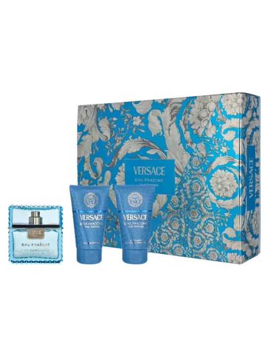 Versace Set da 3 pezzi EAU FRAICHE MAN Eau de Toilette spray 50 ml + Shower Gel 50 ml + Aftershave Balm 50 ml uomo