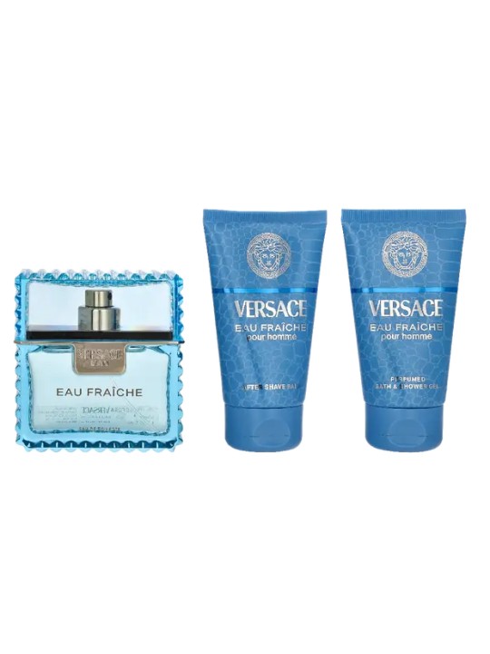 Versace Set da 3 pezzi EAU FRAICHE MAN Eau de Toilette spray 50 ml + Shower Gel 50 ml + Aftershave Balm 50 ml uomo