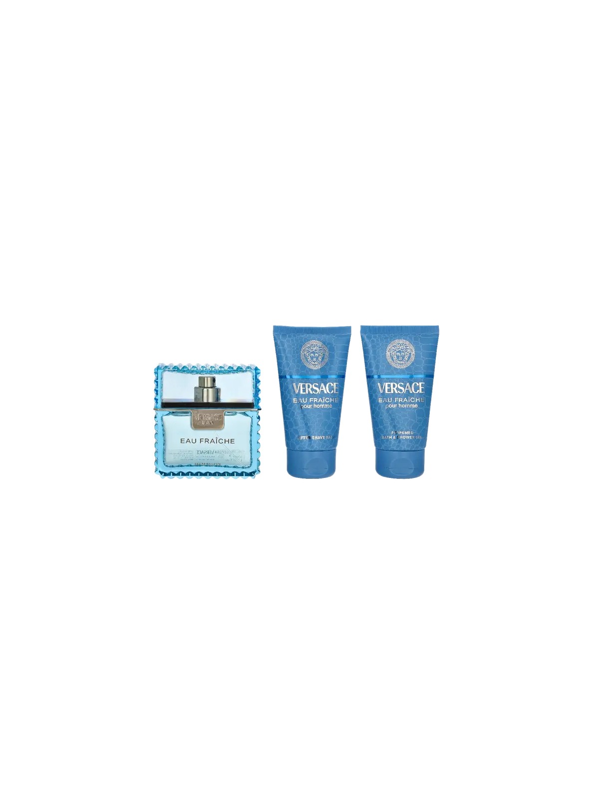 Versace Set da 3 pezzi EAU FRAICHE MAN Eau de Toilette spray 50 ml + Shower Gel 50 ml + Aftershave Balm 50 ml uomo