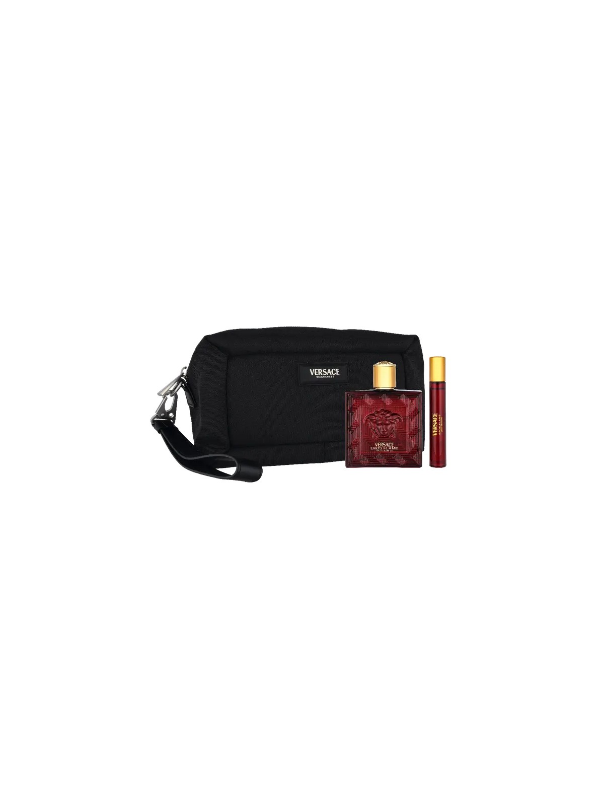Versace Set da 3 pezzi EROS FLAME Eau de Parfum spray 100 ml + Eau de Parfum spray 10 ml + Toiletry bag unisex