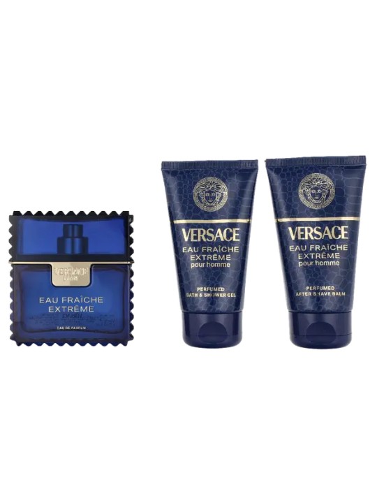 Versace Man Eau Fraiche Extreme Set regalo eau de parfum 50ml, gel doccia 50ml e balsamo per tibia 50ml donna