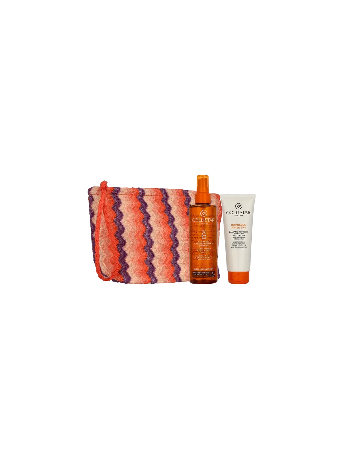 Collistar Sun Giftset Super Tanning Dry Oil Spf6 200ml After-Sun Balm 100ml Pouch 295,7ml