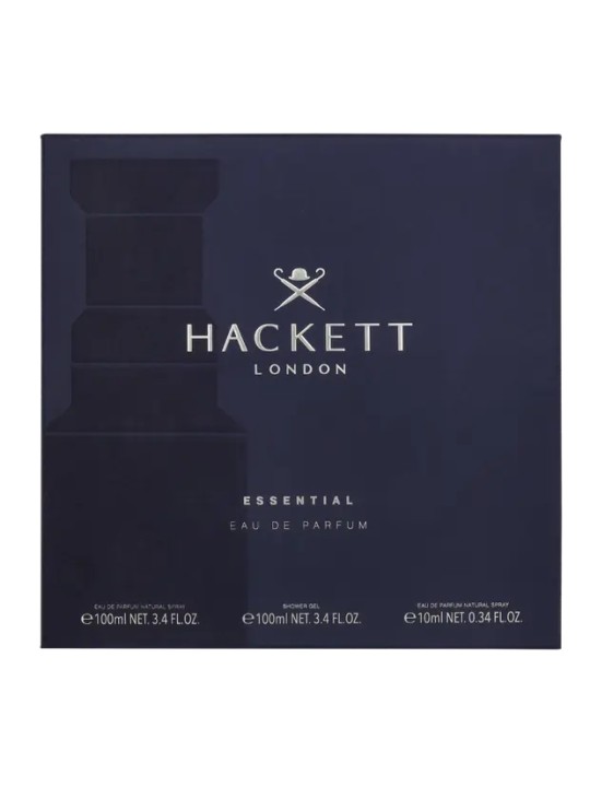 Hackett Essential Giftset eau de parfum Spray 100 ml Showergel 100 ml Travel Spray 10 ml 4,4g