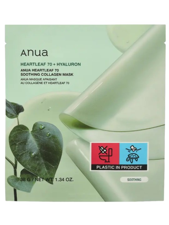 Anua Heartleaf 70 Maschera lenitiva al collagene - Set di maschere 38,0 g donna