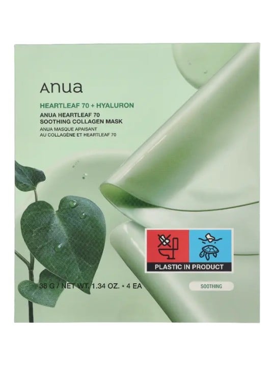 Anua Heartleaf 70 Maschera lenitiva al collagene - Set di maschere 38,0 g donna