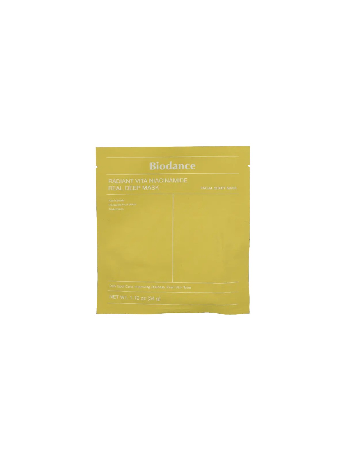 Biodance Radiant Vita Niacinamide Real Deep Mask - Maschera idrogel illuminante 34.0g donna