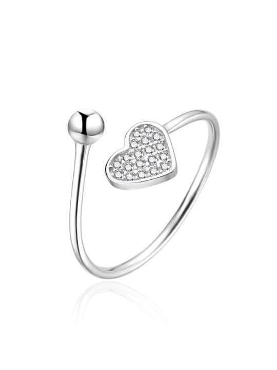 Agato Anello in argento a forma di cuore aperto AGT-R36W - Diametro: 57 mm donna