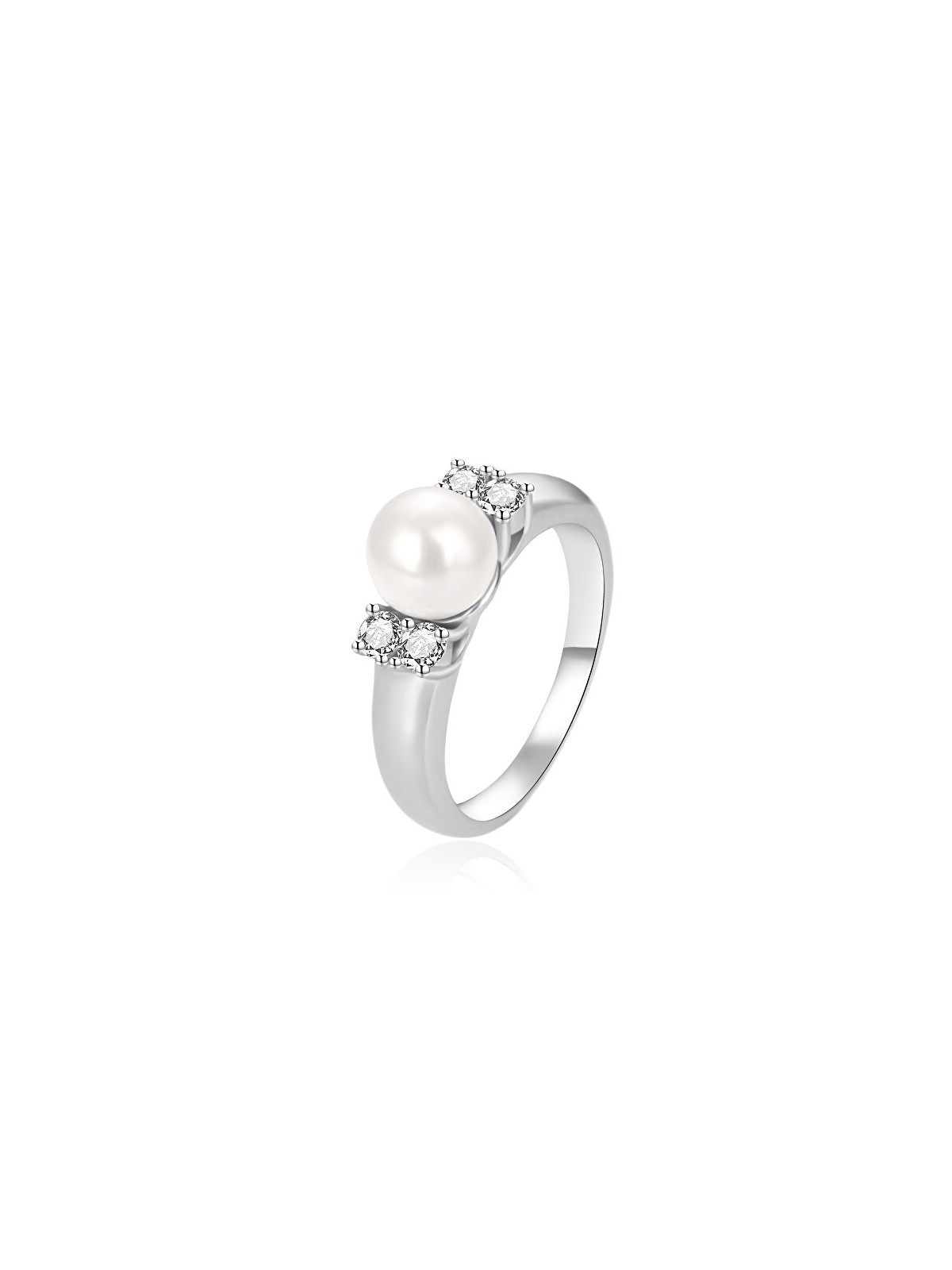 Agato Anello in argento con zirconi e perla vera AGT-R07W - Diametro: 60 mm donna