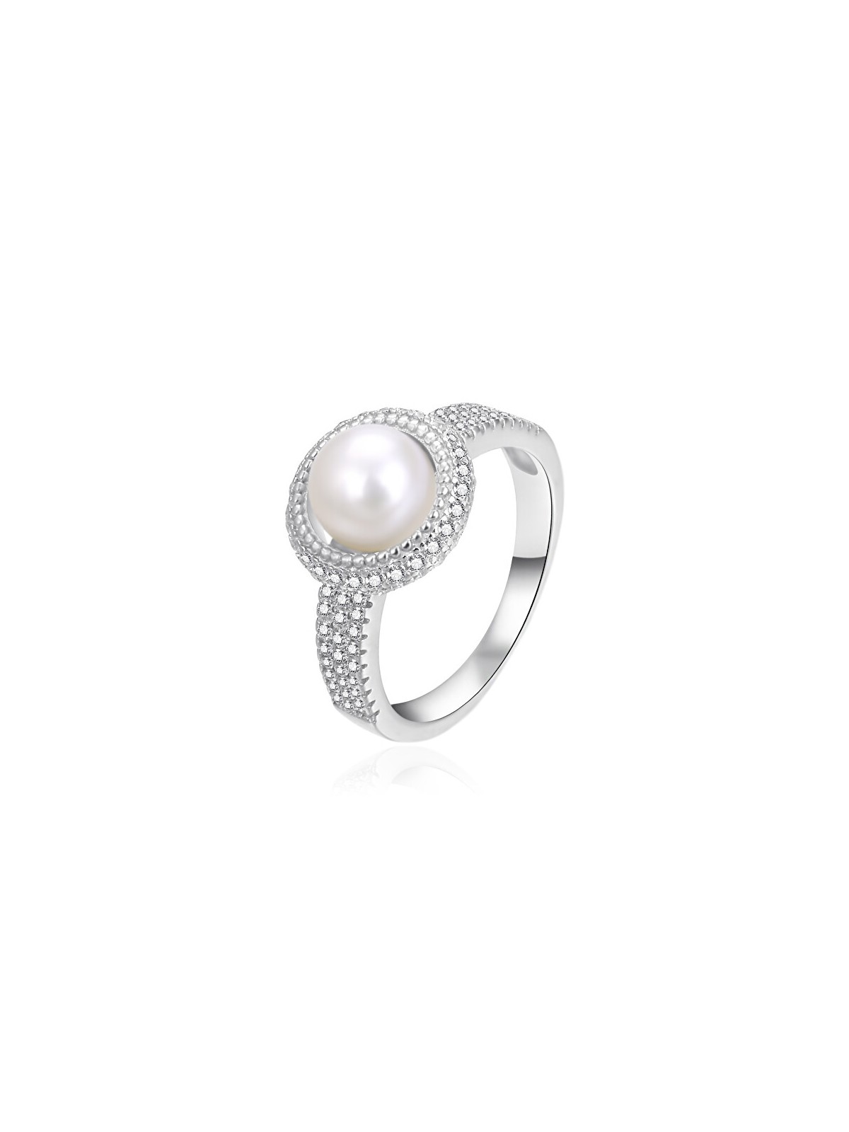 Agato Anello in argento abbagliante con perla autentica AGT-R10W - Diametro: 52 mm donna