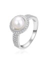 Agato Anello in argento abbagliante con perla autentica AGT-R10W - Diametro: 56 mm donna