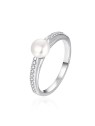 Agato Elegante anello in argento con perla autentica AGT-R08W - Diametro: 56 mm donna