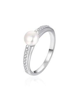 Agato Elegante anello in argento con perla autentica AGT-R08W - Diametro: 58 mm donna