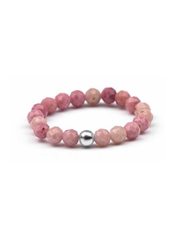 Agato Anello con perline e rodonite POL-R01 - Giro: 53 mm donna