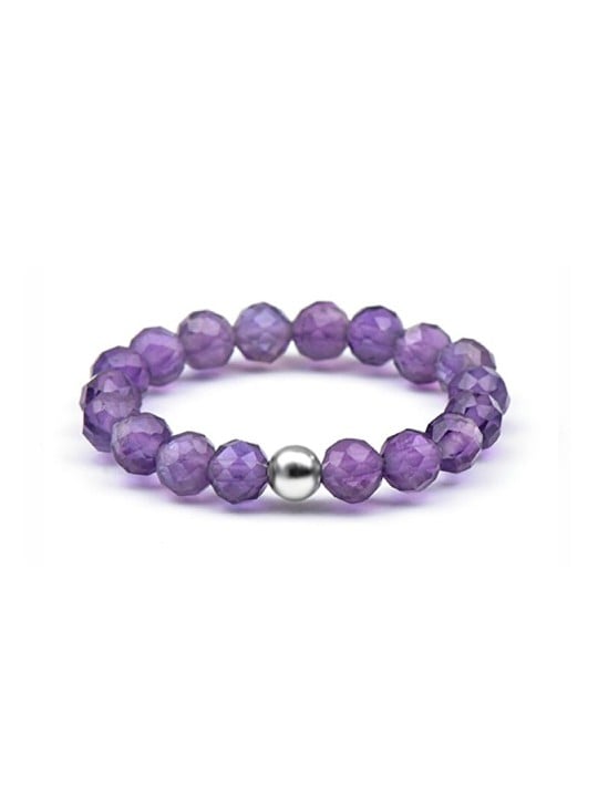 Agato Anello da donna minerale con ametista POL-R03 - Diametro: 49 mm donna