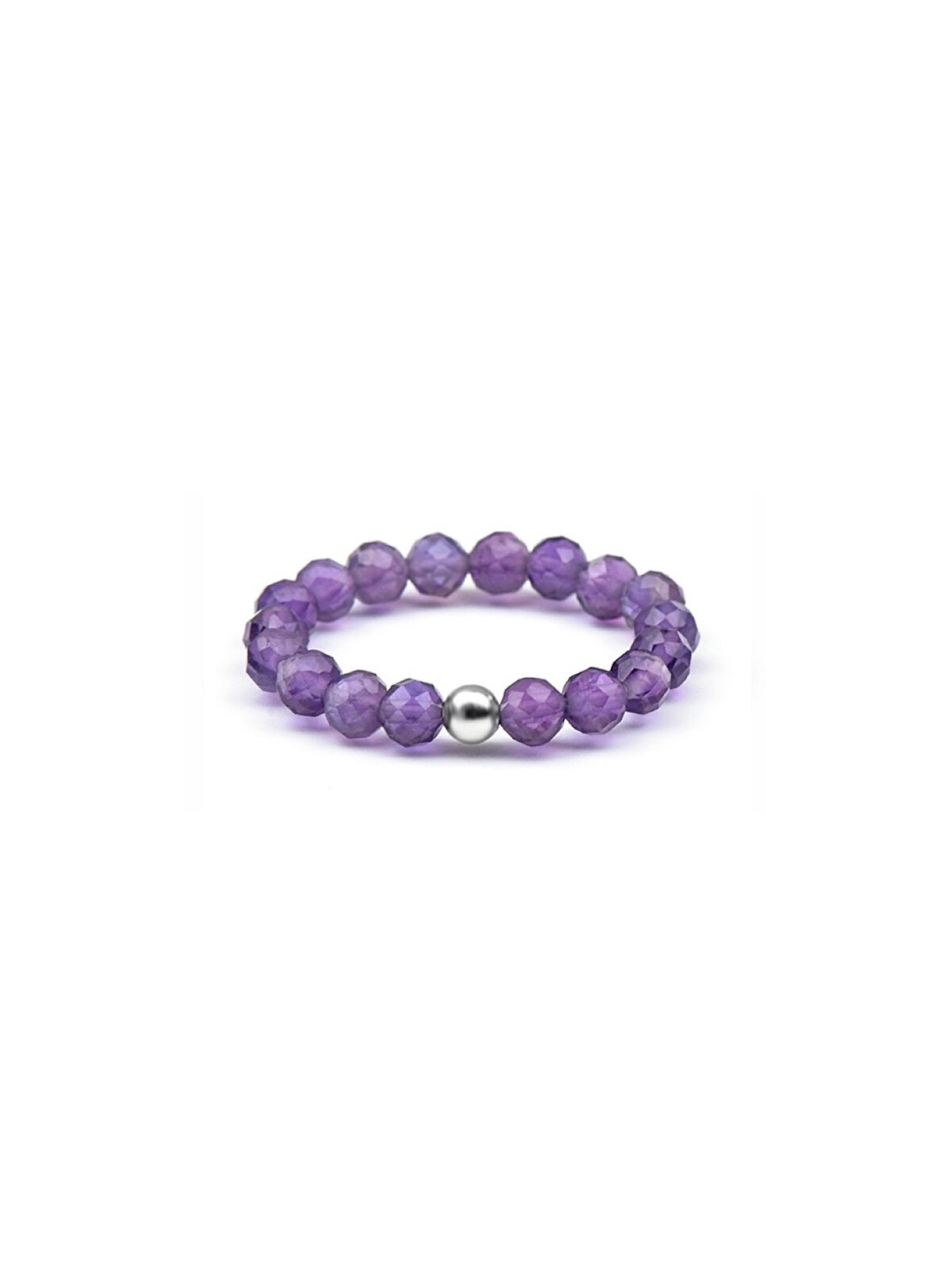 Agato Anello da donna minerale con ametista POL-R03 - Diametro: 49 mm donna