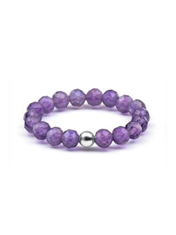 Agato Anello da donna minerale con ametista POL-R03 - Diametro: 57 mm donna