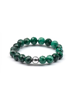 Agato Anello minerale con malachite verde POL-R07 - Diametro: 49 mm donna