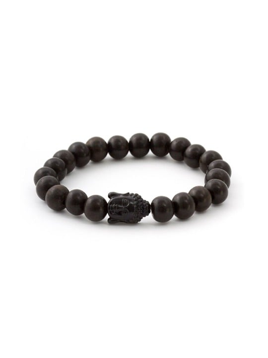 Agato Bracciale in perline di legno di ebano MINK03 - Lunghezza: 17 cm unisex