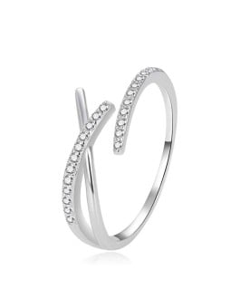 Agato Elegante anello aperto in argento con zirconi AGT-R59W - Diametro: 57 mm donna