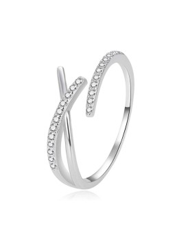 Agato Elegante anello aperto in argento con zirconi AGT-R59W - Diametro: 62 mm donna