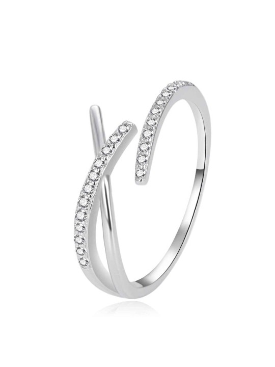 Agato Elegante anello aperto in argento con zirconi AGT-R59W - Diametro: 62 mm donna
