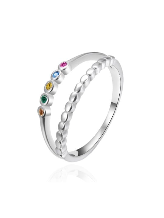 Agato Anello doppio in argento con zirconi colorati AGT-R48C - Diametro: 60 mm donna