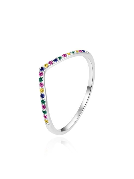 Agato Elegante anello in argento con zirconi colorati AGT-R58C - Circonferenza: 56 mm donna