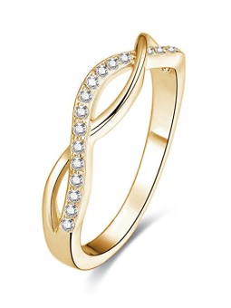 Benetto Anello in argento placcato oro con cristilla AGG192 - Diametro: 54 mm donna
