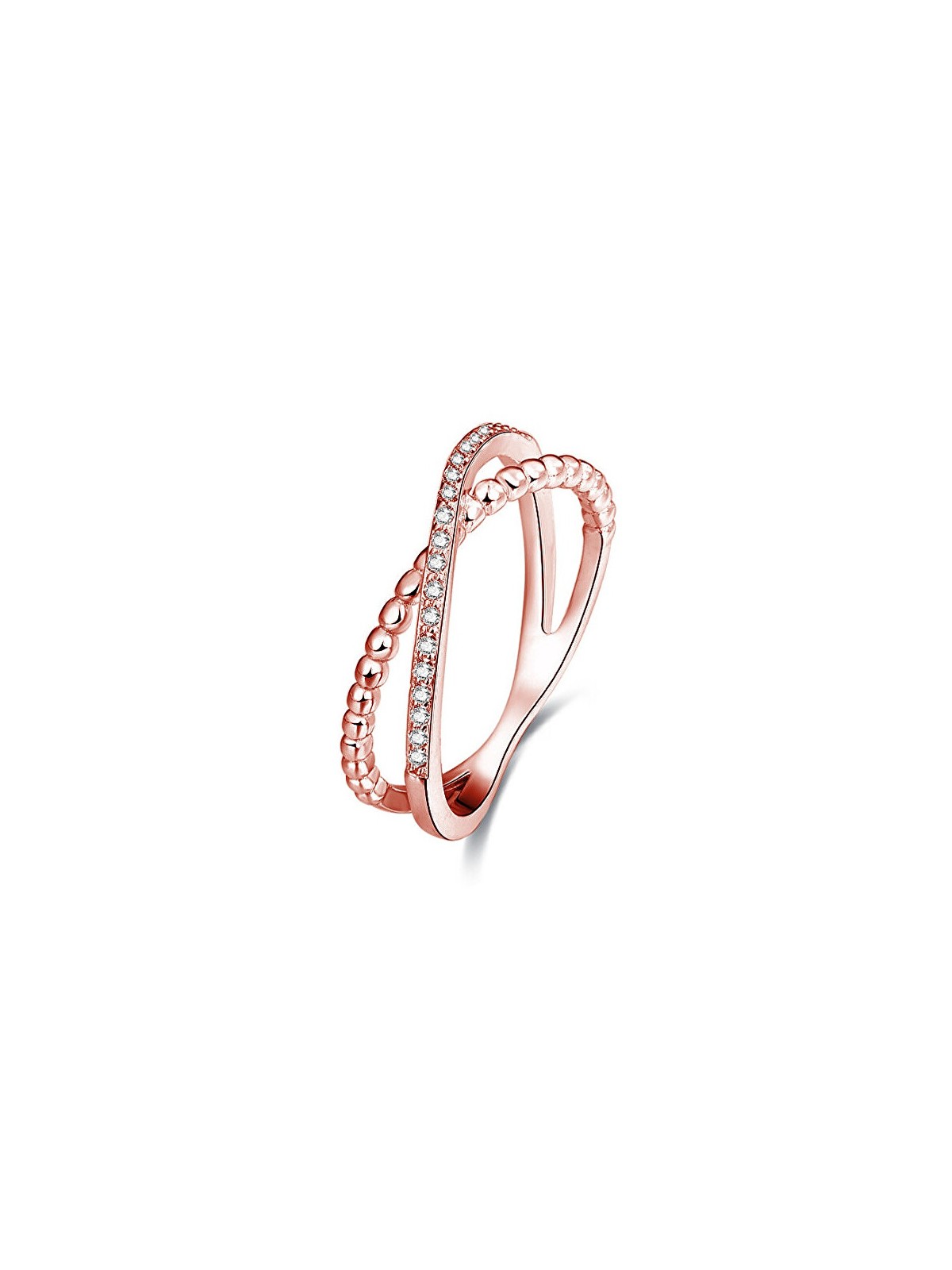 Beneto Anello doppio placcato oro rosa in argento AGG195 - Circonferenza: 60 mm donna