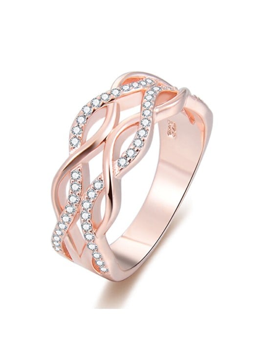 Benet Anello in argento placcato oro rosa con zirconi AGG333 - Diametro: 56 mm donna