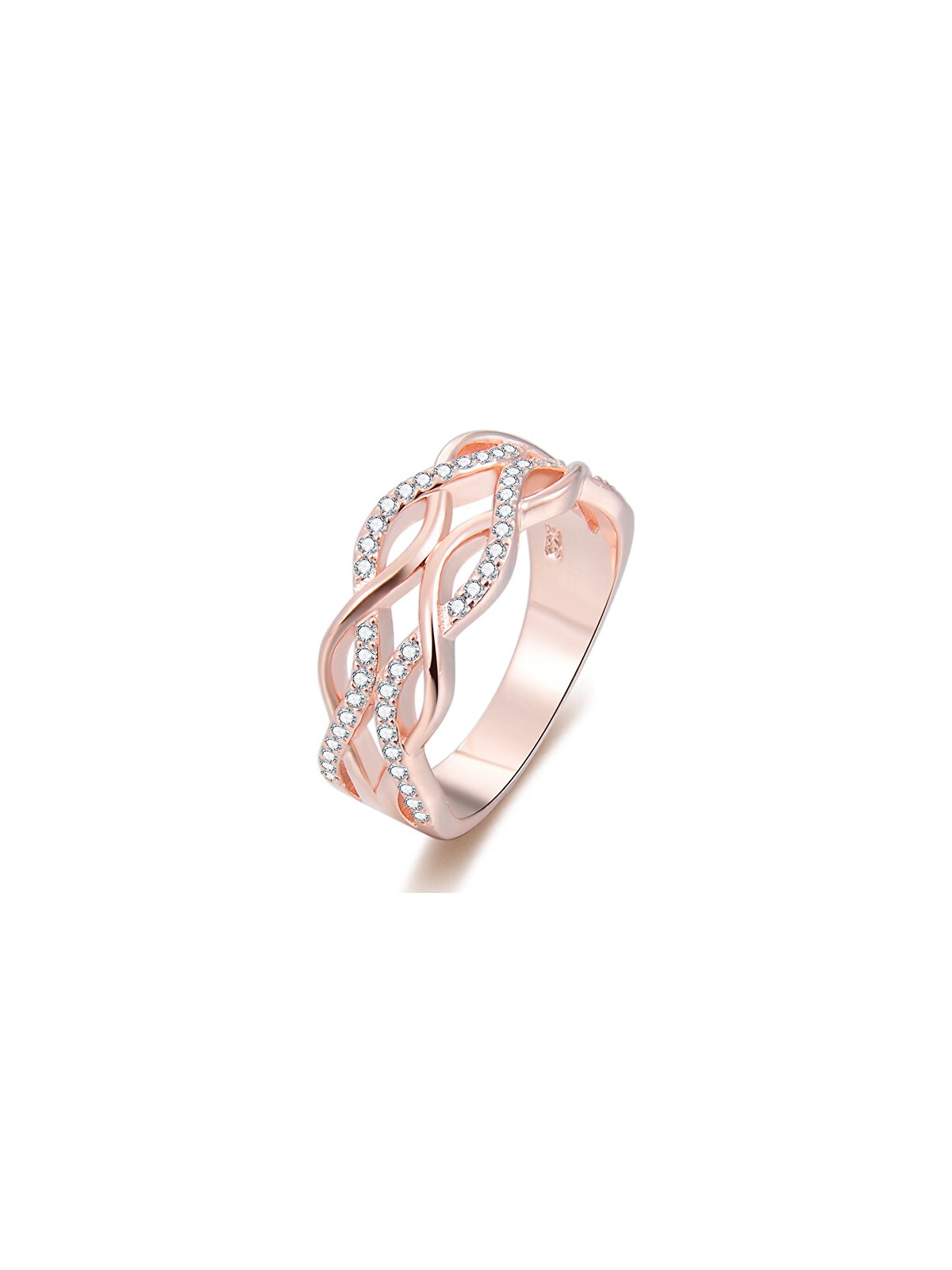 Benet Anello in argento placcato oro rosa con zirconi AGG333 - Diametro: 56 mm donna
