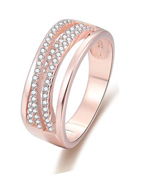 Benet Anello in argento placcato oro rosa con zirconi AGG340 - Diametro: 52 mm donna