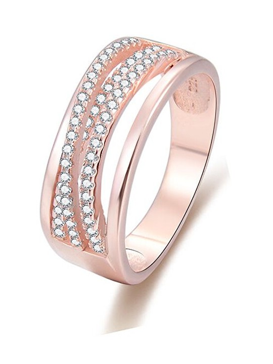 Benet Anello in argento placcato oro rosa con zirconi AGG340 - Diametro: 62 mm donna