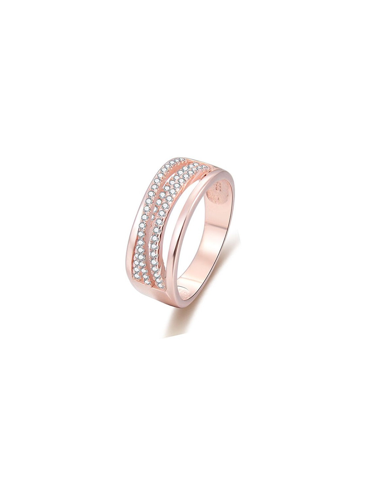 Benet Anello in argento placcato oro rosa con zirconi AGG340 - Diametro: 62 mm donna