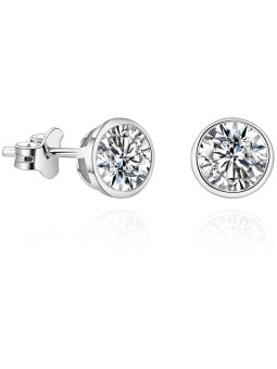 Beneto Orecchini graziosi con zircone scintillante AGUP - Diametro: 0.7 cm donna